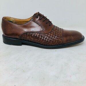 Mezlan Woven San Juan Brown Leather Dress Shoes